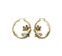 PUNKYOUTH Romantic Gothic Botanical Floral Hoop Drop Dangle 18G 1mm Dark Elegant Rose Vine Detailed Carved Vintage Alternative Piercing Jewelry For Women Men Retro Statement Everyday Wear Accessories