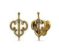 PUNKYOUTH Sacred Sword Ear Tunnels - Gothic Baroque Plugs for Stretched Ears, Alternative Double Flare Gauges, Darkwear Occult Piercing Jewelry Gift for Women Men 0g-1 Inch, 8mm (0g), Metal, no