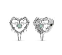 PUNKYOUTH Thorned Heart Ear Tunnels - Gothic Romantic Plugs with Spikes & Opal Gem, Elegant Baroque Big Gauge Jewelry for Women Men, 0g-1 Inch Stretching Piercing, 22mm (7/8 in), Metal, No Gemstone