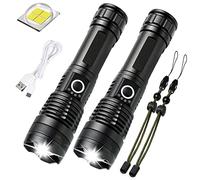 PUNLIM LED Rechargeable Torch, Magnetic Work Light Ultra Brightest LED Torch Flashlight, with 360°COB Light, Zoomable, Waterproof, 4 Modes Lights for Camping Hiking Emergency(2 Pack)