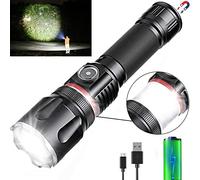 PUNLIM LED Rechargeable Torch, Portable Ultra Brightest LED Torch Flashlight, Magnetic Work Light with 360°COB Light, Zoomable, Waterproof, 4 Modes Lights for Camping Hiking Emergency(1 Pack)