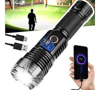 PUNLIM LED Rechargeable Torch Super Bright Flashlights High Lumens Tactical Flashlights, Zoomable Waterproof Flashlight 5 Modes for Emergencies, Camping, Hiking, Hunting, Outdoor （Small）