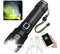 PUNLIM Rechargeable Torch High Lumens XHP70 Super Bright Tactical Flashlight with Output Function Zoomable Waterproof Powerful Flashlight for Camping