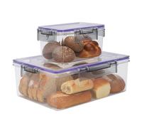 Punorric 2 Pack Bread Bin, Clear Airtight Bread Storage Containers with Lid, Versatile Breadbin for Home Bakers, Fresh Container for Vegetable Fruit Fridge Organizer