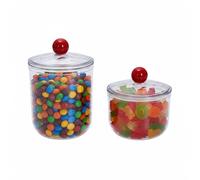 Punorric 2 Pack Candy Jars, 900&1400ml Airtight Plastic Sweet Jars with Lids, Clear Sweet Jars for Candy Buffet, Round Biscuit Tin for Kitchen, Food Storage Container for Cookie, Nuts, BPA-Free