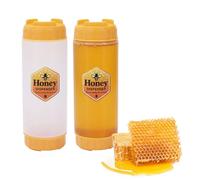 Punorric 2 Pack Honey Dispenser 500ml - Plastic Honey Squeeze Jar, Syrup Dispenser Refillable Plastic Bottles for Storing, Dispensing Syrup, Home Cooking & Catered Events