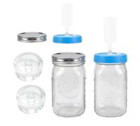 Punorric 2-Pack Mason Jar Fermentation Kit - 1000ml Glass Fermenting Jar with Airlock Lids & Weights, Kimchi Container for Sauerkraut/Pickles, Airtight Glass Pot with Lid for Fermentation