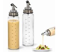 Punorric 2-Pack Salad Dressing Shaker with lid - 500ml/17.6oz Borosilicate Glass Sauce Bottle, Leak-Proof Oils Vinegars & Salad Dressings Container, Condiment Bottle for marinades, Honey, Syrup - A