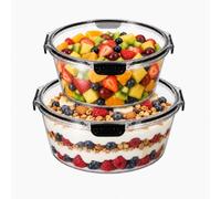 Punorric 2-Pack Trifle Bowls with Lids, Airtight Trifle Dish Set, Clear Fruit & Salad Serving Bowls for Fridge, Parties, Kitchen, Cupboard and Table