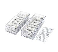 Punorric 2 PCS Cable Tidy Box Cable Storage with 8 Ties, Clear Wire Organiser Box, Cable Organiser with Lid and Adjustable Compartments for Wire and Charger Storage, Desk Tidy Management