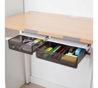 Punorric 2-Piece Under Desk Storage - No-Drill Under Table Storage, Slide Out Secret Drawer for Home Office, Space-Saving Desk Drawer Organiser for Home Office Small Space