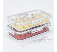 Punorric 2Pcs Fridge Storage Containers, 1.5L Airtight Cheese Storage for Fridge with Lid and Tongs, Time Recording Stackable Cold Meat Containers Box, Ham and Cheese Container, BPA-Free