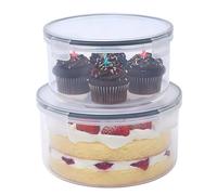 Punorric 2PCS Trifle Bowl, Plastic Bowls with Locking Lids, Clear Trifle Dish for Kitchen, Dessert Serving Dish for Dessert, Cake, Salads and Pudding, Dishwasher Safe (1.8L + 2.6L)