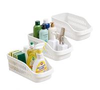Punorric 3 Pack Under Sink Organiser with Wheels, Pull Out Under Sink Storage for Kitchen Storage & Organisation, Kitchen Cupboard Organiser Multi-Purpose Bathroom Cabinet Baskets for Cleaning -Small