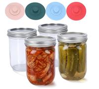 Punorric 4-Pack Fermentation Jars 500ml - Glass Kimchi Container, Fermenting Jar with Airlock, Mason Jar with Lids, Sauerkraut Fermentation Kit for Homemade Fermented Foods