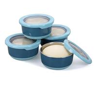 Punorric 4 Pack Small Pizza Dough Proofing Box, 420ml Stainless Steel Bread Proofing Box with Transparent Lid, Stackable Bread Proofer for Kitchen, Reusable Pizza Making Accessories