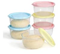 Punorric 6-Piece Pizza Dough Ball Box Set with Lids Dough Proofer & Bread Proofing Box, Small Dough Proofing Storage Organizer Pizza Making Accessories for Home Kitchen, (Pink/Blue/Green)