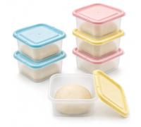 Punorric 6-Piece Pizza Dough Ball Box Set with Lids Dough Proofer & Bread Proofing Box, Small Dough Proofing Storage Organizer Pizza Making Accessories for Home Kitchen, (Pink/Blue/Green) Square