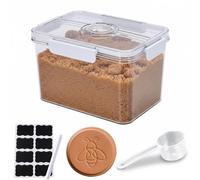 Punorric Airtight Sugar Container Clear Flour Storage Containers, Large Clip-Lock Cereal Storage Containers with Brown Sugar Keeper & Spoon, Plastic Food Storage Container for Sugars, Dry Food