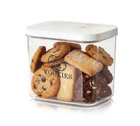 Punorric Biscuit Tin 3.4L Plastic Biscuit Barrel with Pop Up Lid, Airtight Cookie Jar with Wide Mouth for Snacks, Sweet Jar for Candy Buffet, Kitchen Food Storage Container BPA-Free