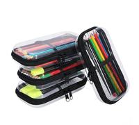 Punorric Clear Hard Shell Zipper Case Set of 4, Zipper Pouch PET Plastic, Make Up Box Storage Organizer, Clear Pencil Case Large, Travel Pouches for Toiletries with Durable Hard Case Black