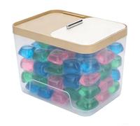 Punorric Clear Laundry Pods Container Washing Pods Storage Container with Sliding Lid and a cup, Washing Powder Dishwasher Tablet Storage for Laundry Room, Bathroom, Kitchen Organization
