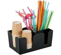 Punorric Coffee Station Organizer - Black Coffee Cup Holder & Bar Caddy, Coffee Bar Accessories with Napkin/Cup Storage, Counter Top Storage for Home/Office/Café/Tea Box Organiser