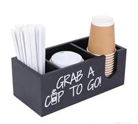 Punorric Coffee Station Organizer - Wooden Coffee Cup Holder & Tea Box Organiser, Black Bar Caddy Coffee Bar Accessories for Counter Top Storage/Home/Office/Café/Tea Station