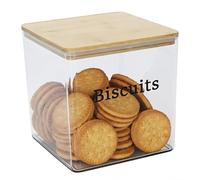 Punorric Cookie Jar 5L Large Biscuit Barrel Airtight, Biscuit Jars with Lids Airtight, Clear Sweet Jars with Lids, Square Plastic Biscuit Jar for Pantry Countertop Storage