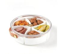 Punorric Divided Charcuterie Board with Lid Handle Snack Box with 5 Compartments, Charcuterie Boards Reusable Snack Box for Candy, Fruits and Nuts, Portable for Parties, Entertainments & Picnics