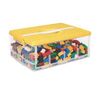 Punorric Foldable Storage Box for Lego - Stackable Toy Storage Box with Building Baseplate Lid, Durable Plastic Toy Organiser for Lego Building Blocks Bricks Puzzle Board