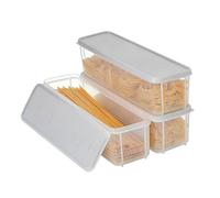 Punorric Pasta Storage Containers - 3 Pack 1.3L Spaghetti Storage Jar, Airtight Containers, Stackable Kitchen Organiser for Long Noodles, Dry Foods & Pantry Organization Grey