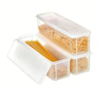 Punorric Pasta Storage Containers - 3 Pack 1.3L Spaghetti Storage Jar Containers, Stackable Kitchen Organiser for Long Noodles, Dry Foods & Pantry Organization Clear