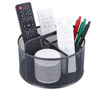 Punorric Remote Control Holder - Rotatable TV Remote Holder, 5-Compartment Metal Desk Organiser for Remotes, Stationery, Cosmetics - Multi-Scene Storage for Home & Office