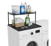 Punorric Retractable Washing Machine Cabinet - Laundry Counter Top with Silicone Mat, Washer Dryer Countertop & Carbon Steel Over Washing Machine Storage Unit for Bathroom/Balcony