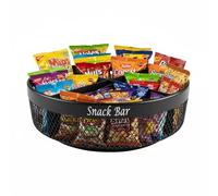 Punorric Snack Organiser, Metal Turntable Snack Storage Box,4 Compartments Kitchen Storage Bar Pantry Organiser for Crisp,Packets,Lazy Susan Snack Spinner