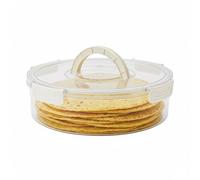Punorric Tortilla Wrap Storage Container - Airtight Pizza Box & Roti/Chapati Box, Cake Storage Container with Foldable Handle, Trifle Bowl for Wraps Tortilla/Lunch/Outdoor/Picnic
