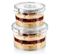 Punorric Trifle Bowl with Lids, 160oz + 90oz Trifle Dish and Dessert Bowls with Date Dial, Fruit Bowl with Lid, Serving Bowls for Salad, Layered Desserts, Parties and Fridge Storage