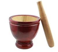 PunPund Wooden Mortar 6" Pestle Grinding Herb Garlic Papaya Salad Som Tum Thai Kitchen Tool 1 Set