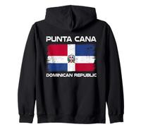 Punta Cana Dominican Republic Flag Distressed Zip Hoodie