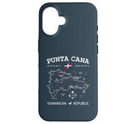 Punta Cana Dominican Republic Map Flag Travel Coordinates Case for iPhone 16