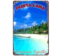 Punta Cana Dominican Republic Metal Tin Sign Caribbean Beach Travel Poster Wall Art Decor Plaque for Home Bar Club Hotel Living Room Bathroom 8x12 inch
