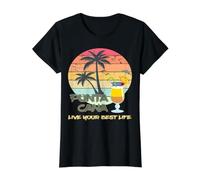 Punta Cana Palms Cocktail Beach Dominican Republic Souvenir Value Graphic T-Shirt, Women, Black, L