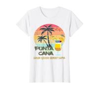 Punta Cana Palms Cocktail Beach Dominican Republic Souvenir Value Graphic T-Shirt, Women, White, L