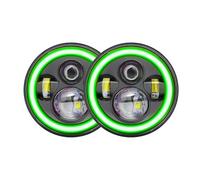 Punxdda Car Headlight Assemblies For Hummer H1 And H2 1993-2009 LED Headlight With DRL/High Beam Red Angle Eyes 7'' Round Headlight(Green)