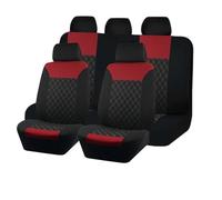Punxdda Car Seat Covers Universal Polyester Quilted Embroidery Car Seat Cover Interior Accessories Car Seat Covers Full Set(Red B)
