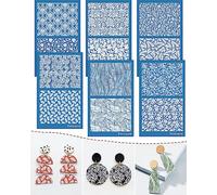 Puocaon 6 Pcs Plant Reusable Silk Screen Stencils for Polymer Clay Jewelry Making - 12 Patterns, Bohemian Style, Clay Material, Stencil
