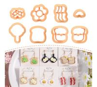 Puocaon Bakery Polymer Clay Cutters - 8 Pcs Clay Cutters for Polymer Clay Jewelry, Cute Toast Clay Earring Cutters, Fried Eggs Bacon Clay Cutters for Polymer Clay Earrings, Frying Pan Clay Cutters