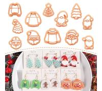 Puocaon Christmas Polymer Clay Cutters - 12 Pcs Clay Cutters for Winter Holiday, Christmas Tree Clay Jewelry Cutters, Santa Claus Gnome Polymer Clay Earring Cutters Christmas Sweater