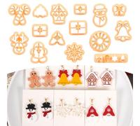 Puocaon Christmas Polymer Clay Cutters - 15 Pcs Christmas Snowman Polymer Clay Cutters for Jewelry Earrings Gingerbread Man Bow Deer Swirl Candy Cane
